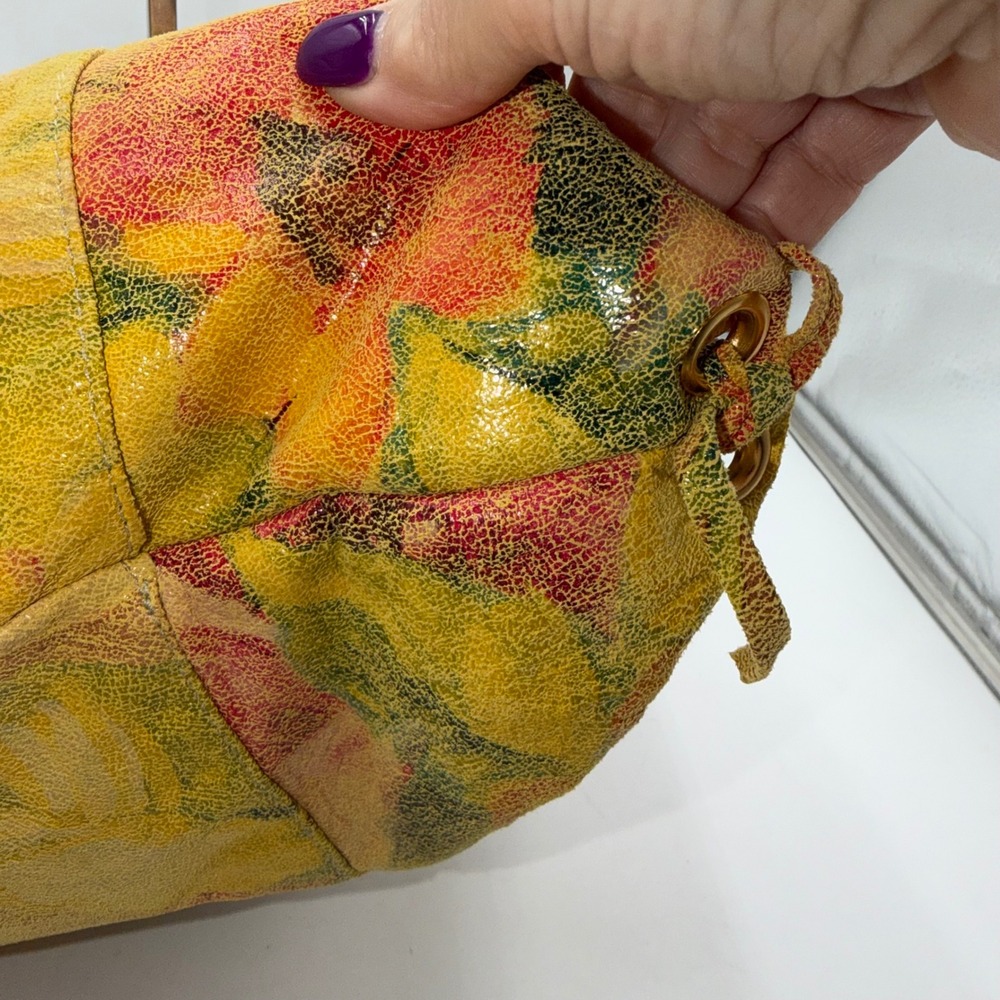 Floral Multicolor Italian Leather Shoulder Bag - Picture 7 of 11